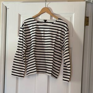 J. Crew Navy and White Striped Long Sleeve Top